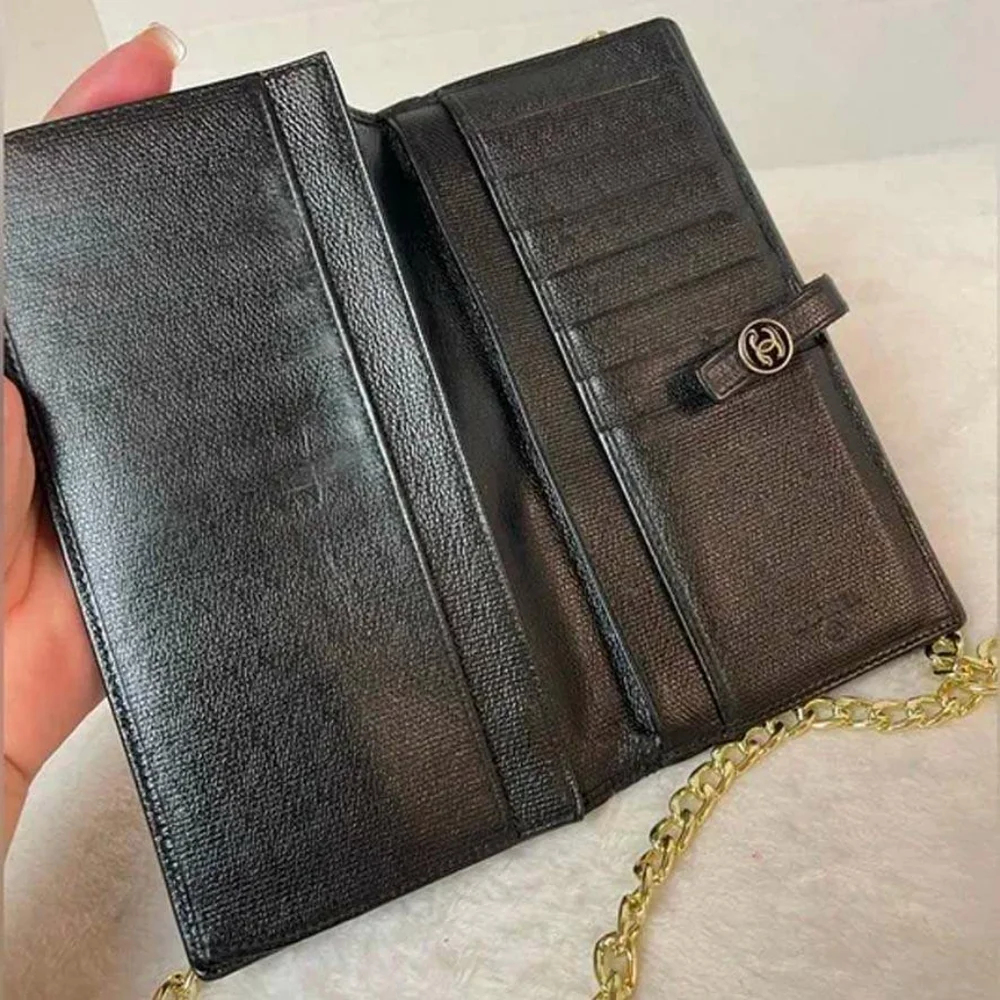 Chanel Coco Button Caviar Leather Snap Wallet on a Chain - Picture 10 of 14